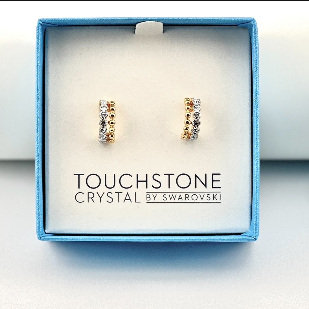 Duo Hoop Earrings 
Touchstone Crystal by Swarovski